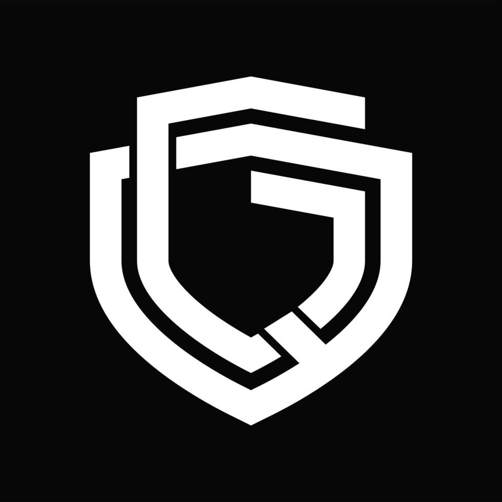 plantilla de diseño vintage de monograma de logotipo gq vector