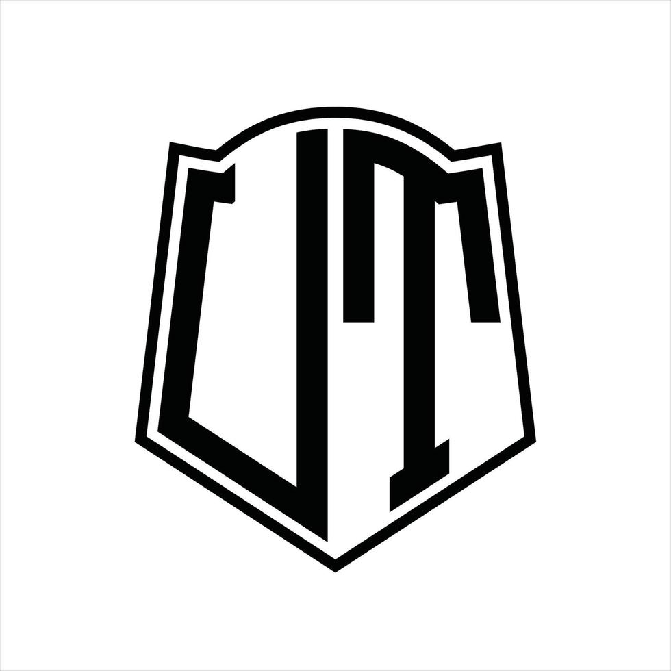 UT Logo monogram with shield shape outline design template vector