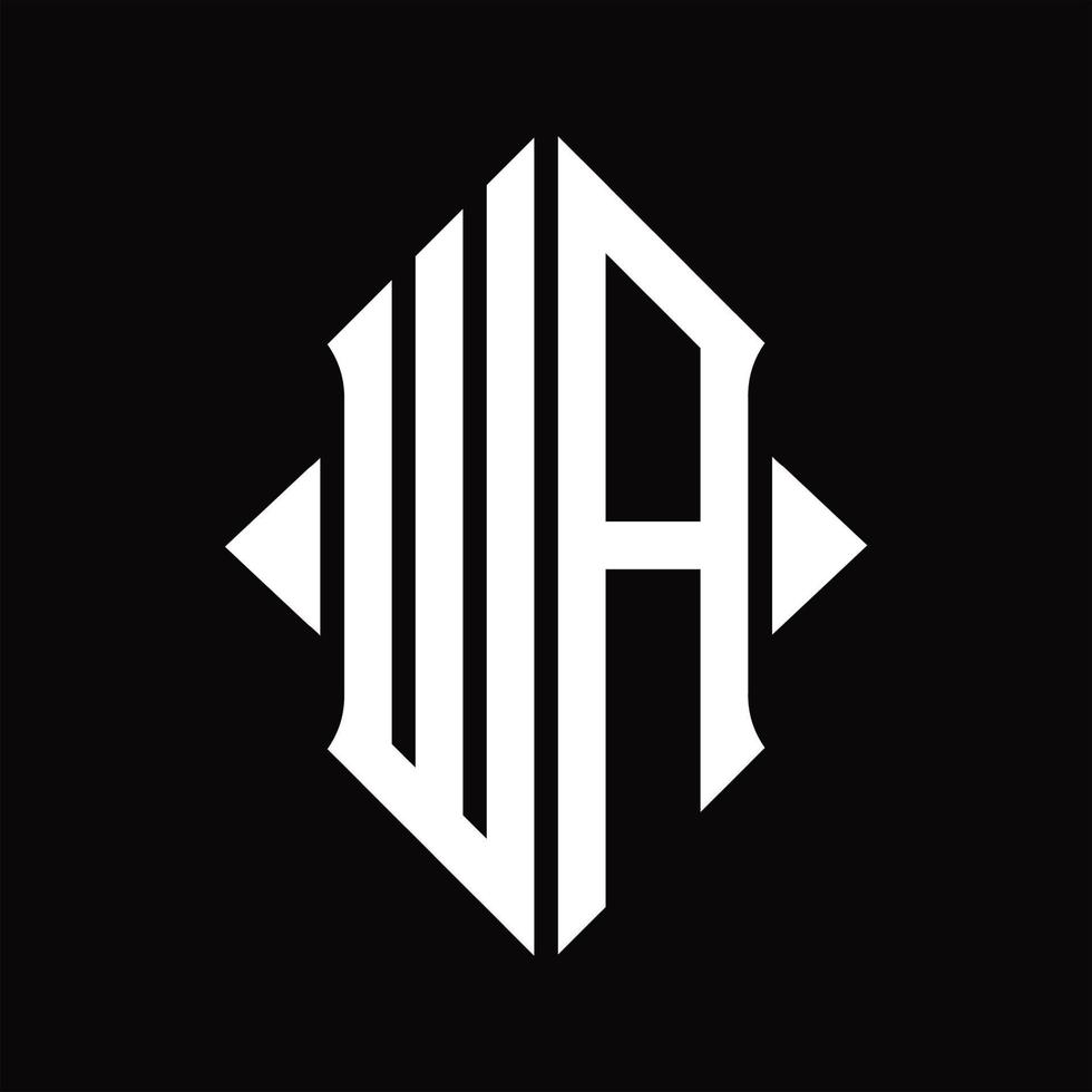 monograma del logotipo wa con plantilla de diseño aislado en forma de escudo vector