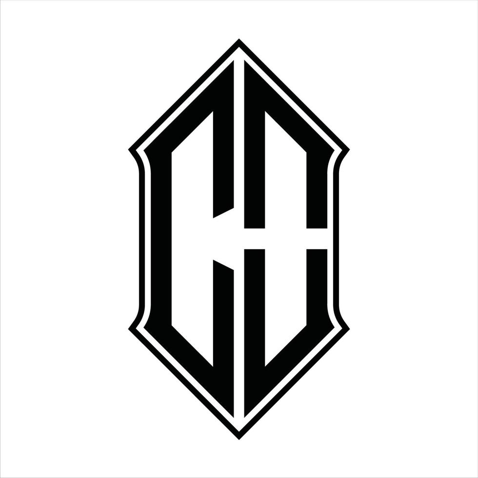 monograma del logotipo co con forma de escudo y plantilla de diseño de esquema icono vectorial abstracto vector
