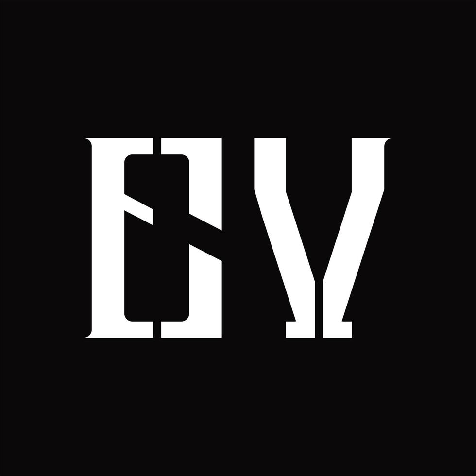 EV Logo monogram with middle slice design template vector