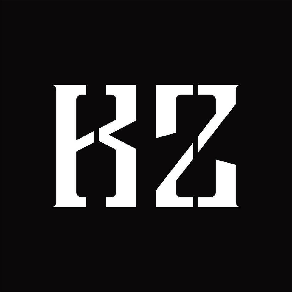 monograma del logotipo kz con plantilla de diseño de corte medio vector