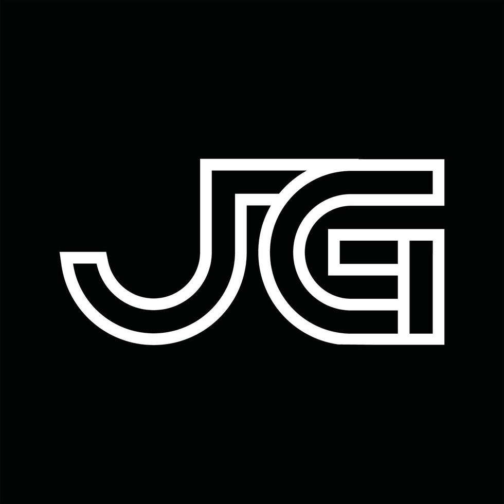 monograma del logotipo jg con espacio negativo de estilo de línea vector
