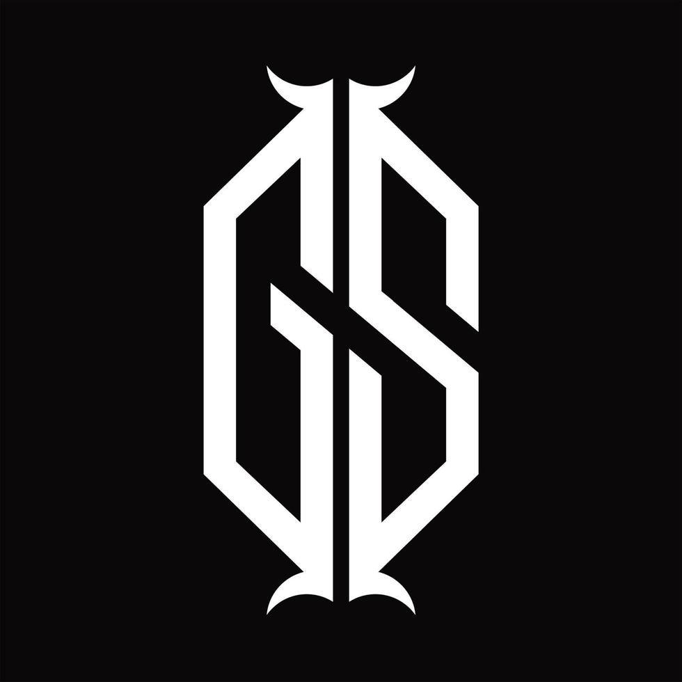 monograma del logotipo gs con plantilla de diseño de forma de cuerno vector