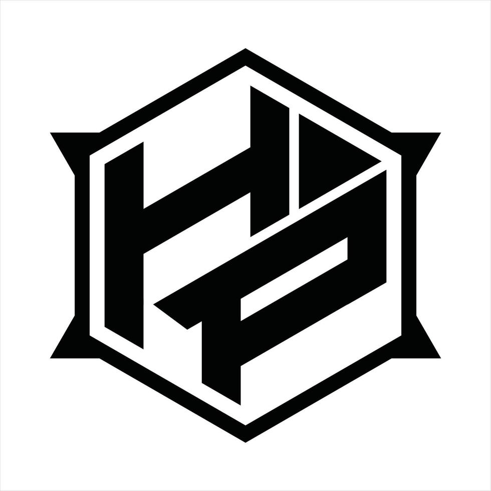 plantilla de diseño de monograma de logotipo hp vector