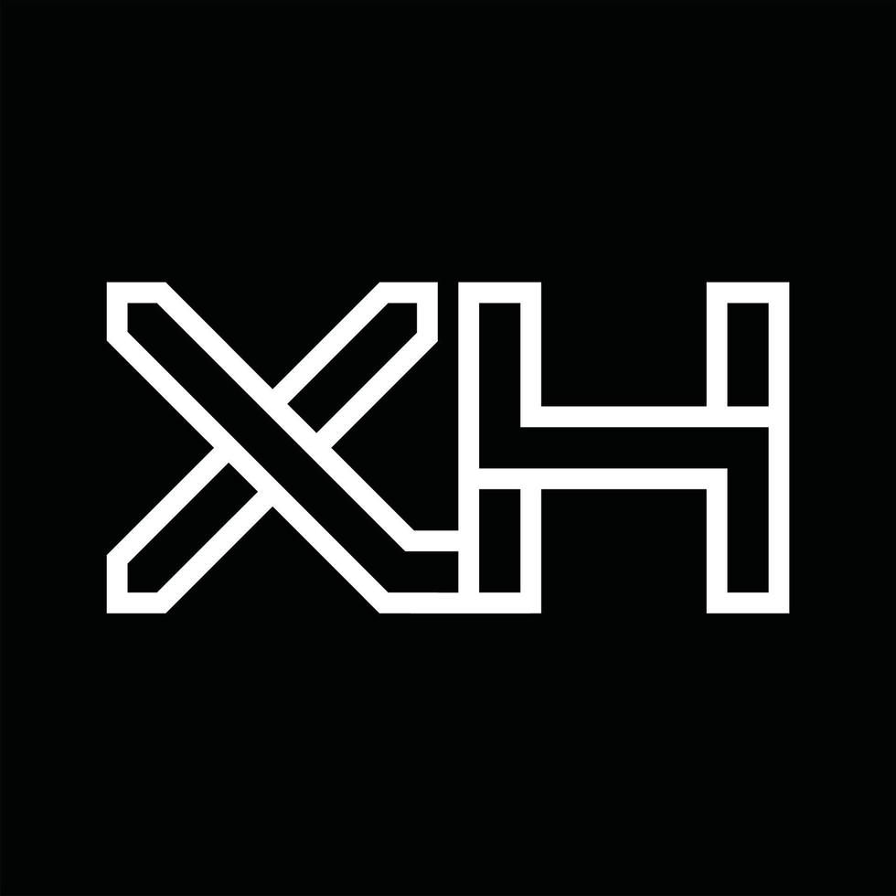 monograma del logotipo xh con espacio negativo de estilo de línea vector