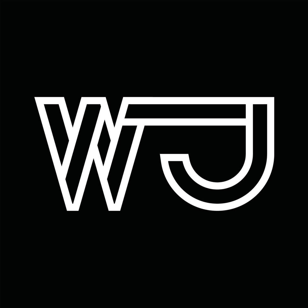 monograma del logotipo de wj con espacio negativo de estilo de línea vector