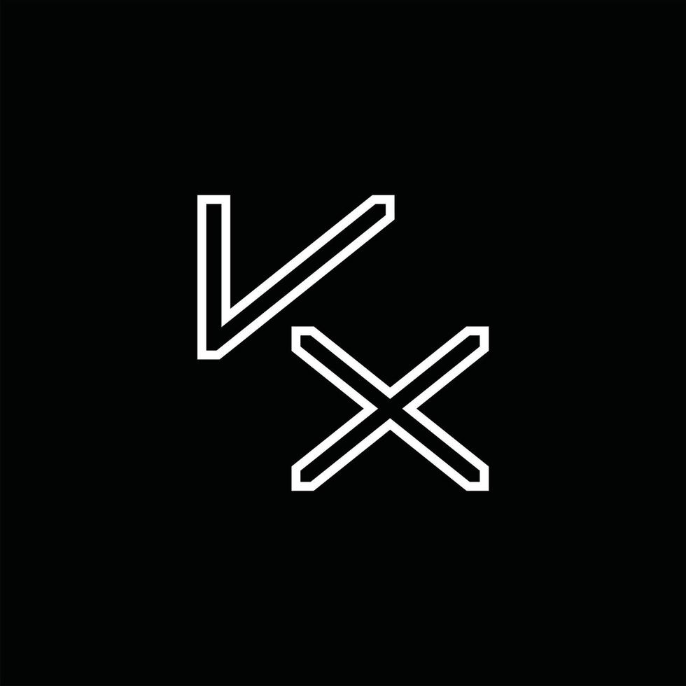monograma del logotipo vx con plantilla de diseño de estilo de línea vector