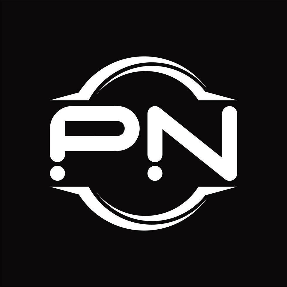 monograma del logotipo pn con plantilla de diseño de forma de corte redondeado circular vector