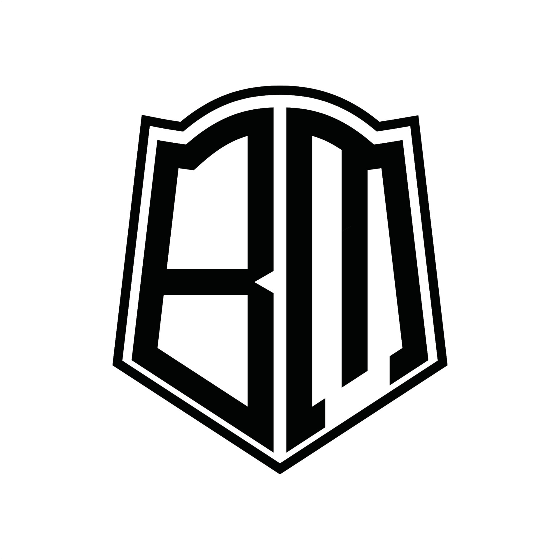 BM Logo monogram letter with shield and slice style design