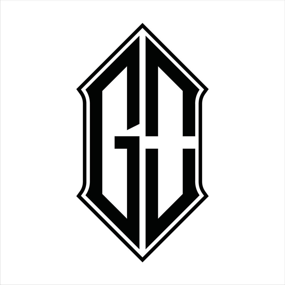 GO Logo monogram with shieldshape and outline design template vector icon abstract