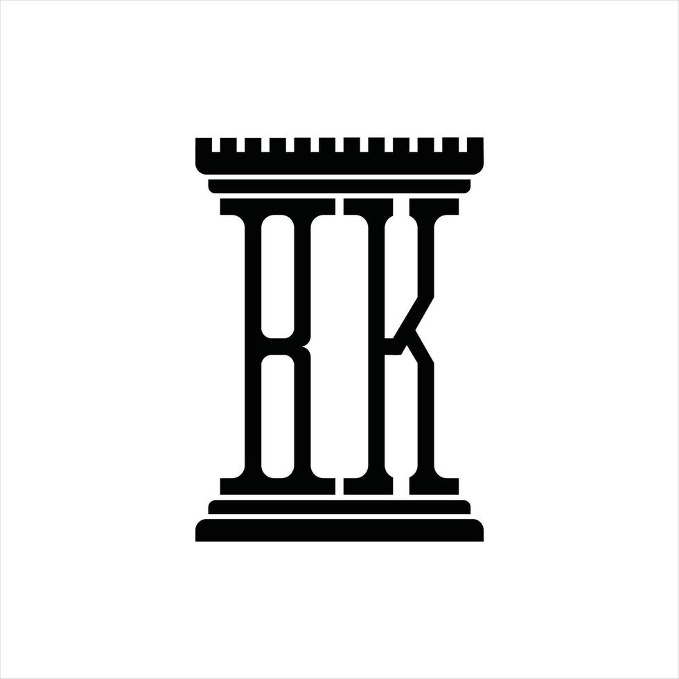 BK Logo monogram with pillar shape design template vector