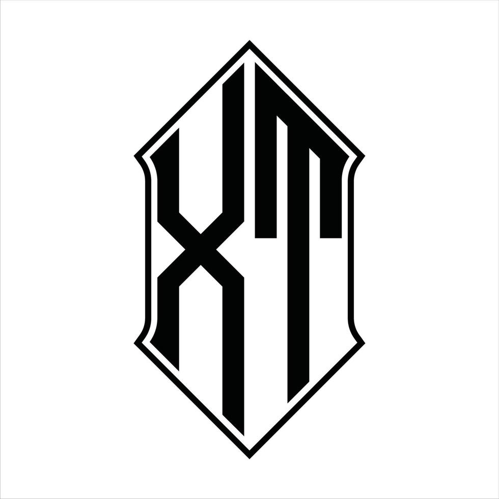 XT Logo monogram with shieldshape and outline design template vector icon abstract