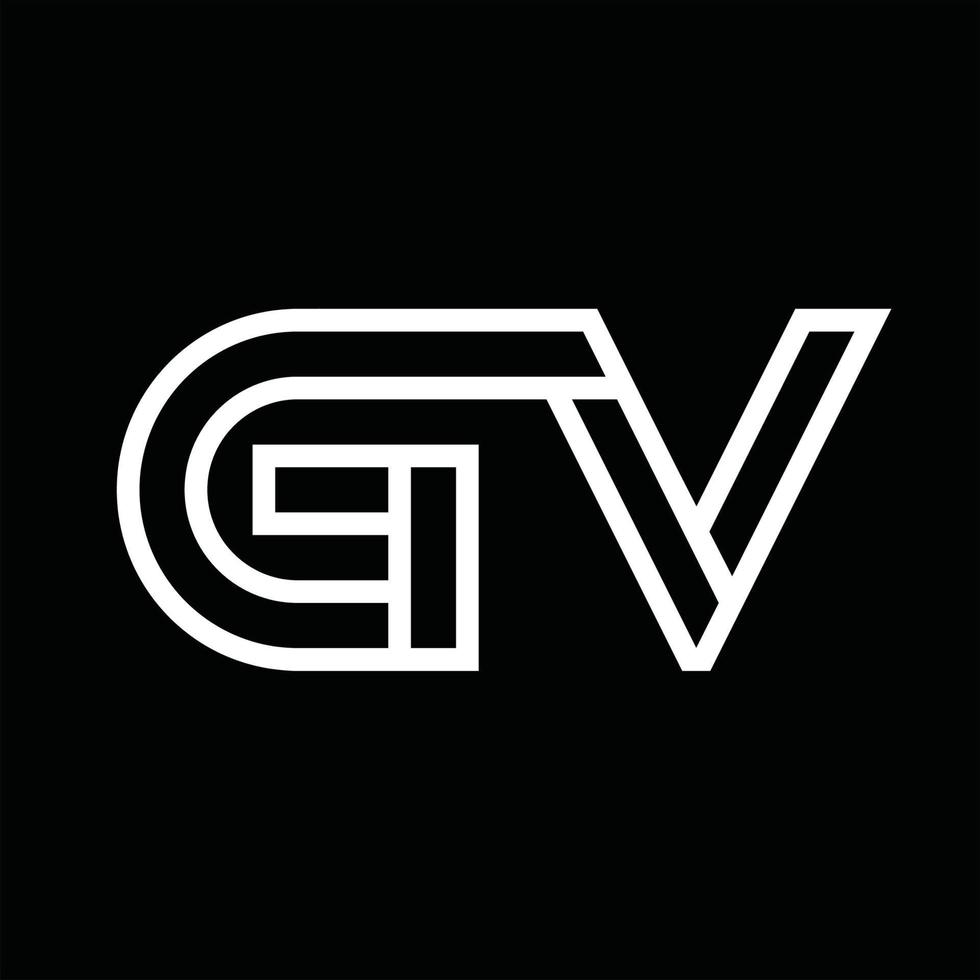 monograma del logotipo gv con espacio negativo de estilo de línea vector