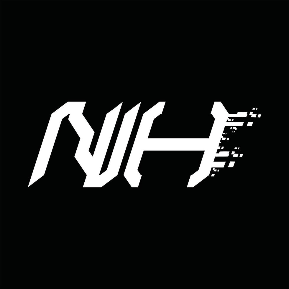 plantilla de diseño de tecnología de velocidad abstracta de monograma de logotipo nh vector