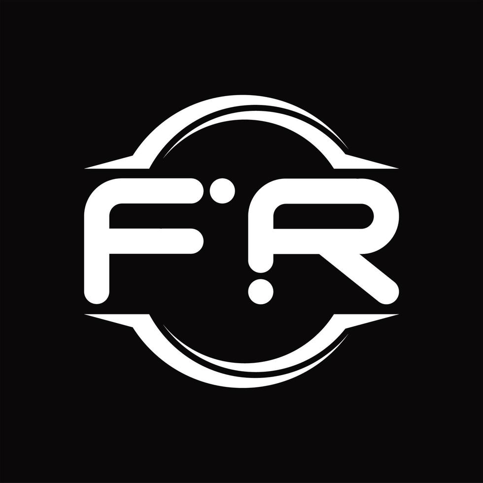 monograma del logotipo fr con plantilla de diseño de forma de corte redondeado circular vector
