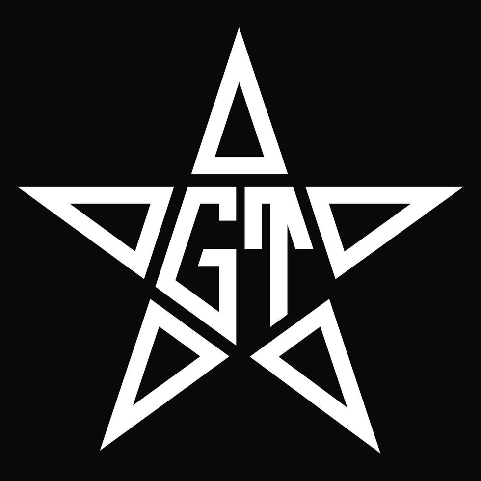 monograma del logotipo gt con plantilla de diseño en forma de estrella vector