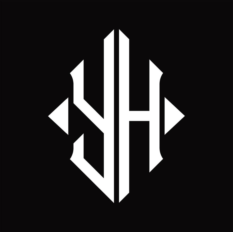 monograma del logotipo yh con plantilla de diseño aislado en forma de escudo vector