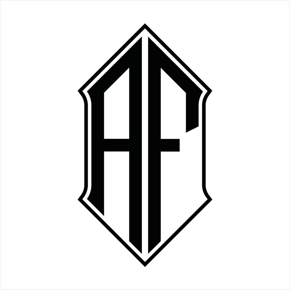AF Logo monogram with shieldshape and outline design template vector icon abstract