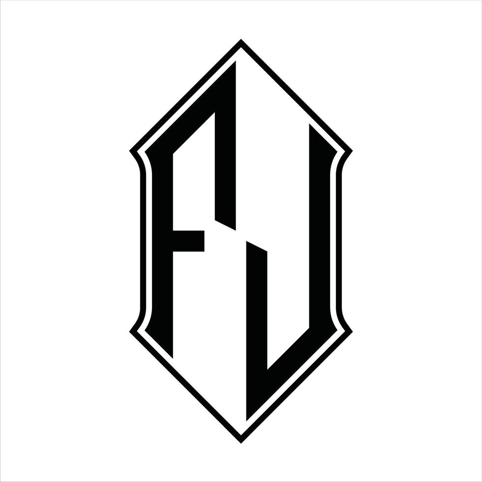 Monograma del logotipo fj con forma de escudo y plantilla de diseño de esquema icono vectorial abstracto vector