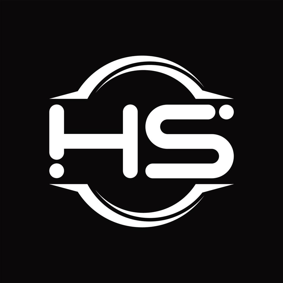 monograma del logotipo hs con plantilla de diseño de forma de corte redondeado circular vector