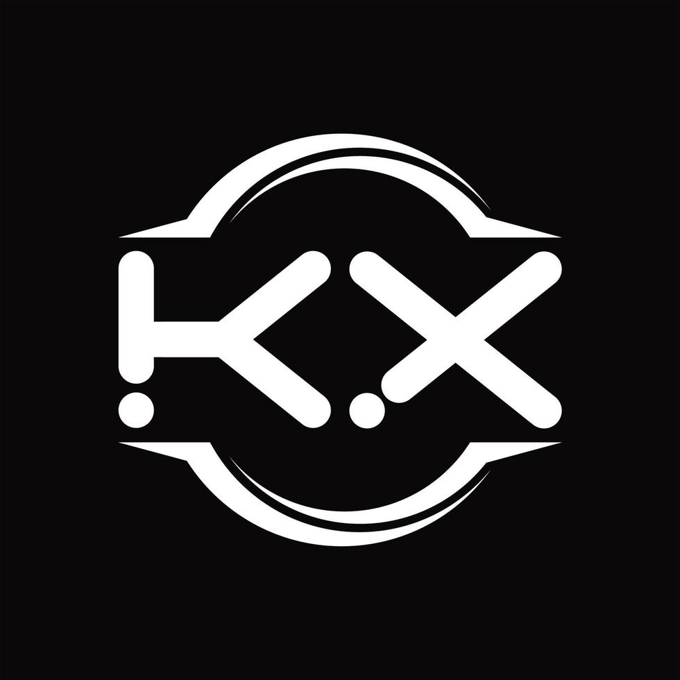 monograma del logotipo kx con plantilla de diseño de forma de corte redondeado circular vector