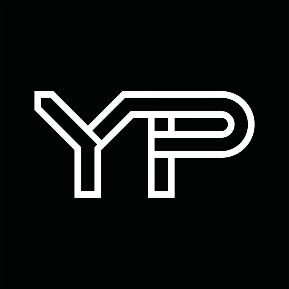 monograma del logotipo yp con espacio negativo de estilo de línea vector