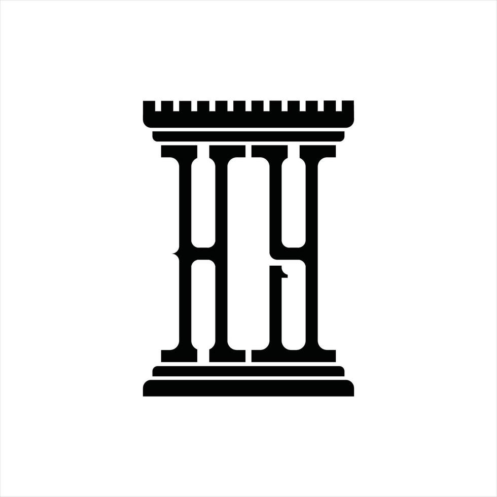 monograma de logotipo hy con plantilla de diseño de forma de pilar vector
