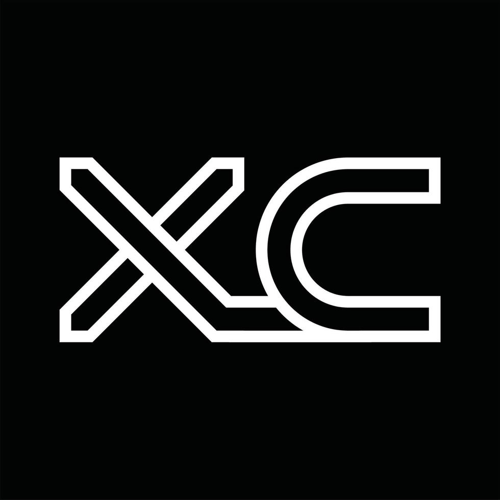 monograma del logotipo xc con espacio negativo de estilo de línea vector