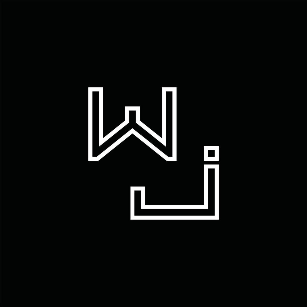 monograma del logotipo wj con plantilla de diseño de estilo de línea vector