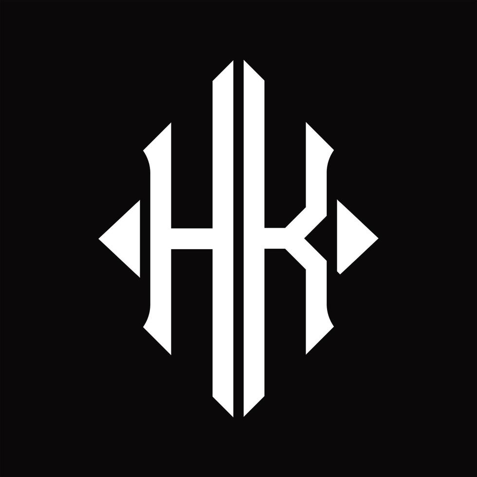 HK Logo monogram with shield shape isolated design template vector