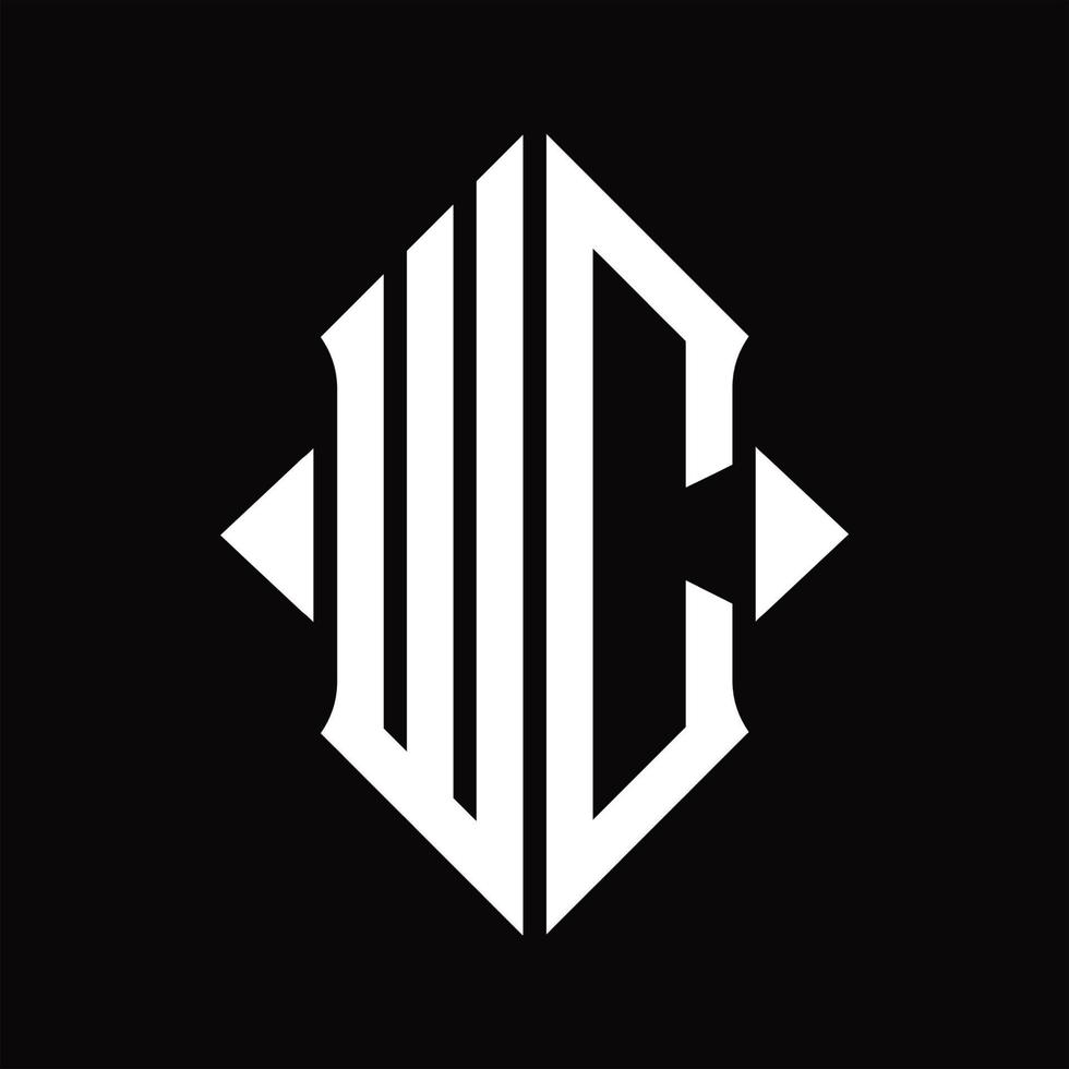 WC Logo monogram with shield shape isolated design template vector