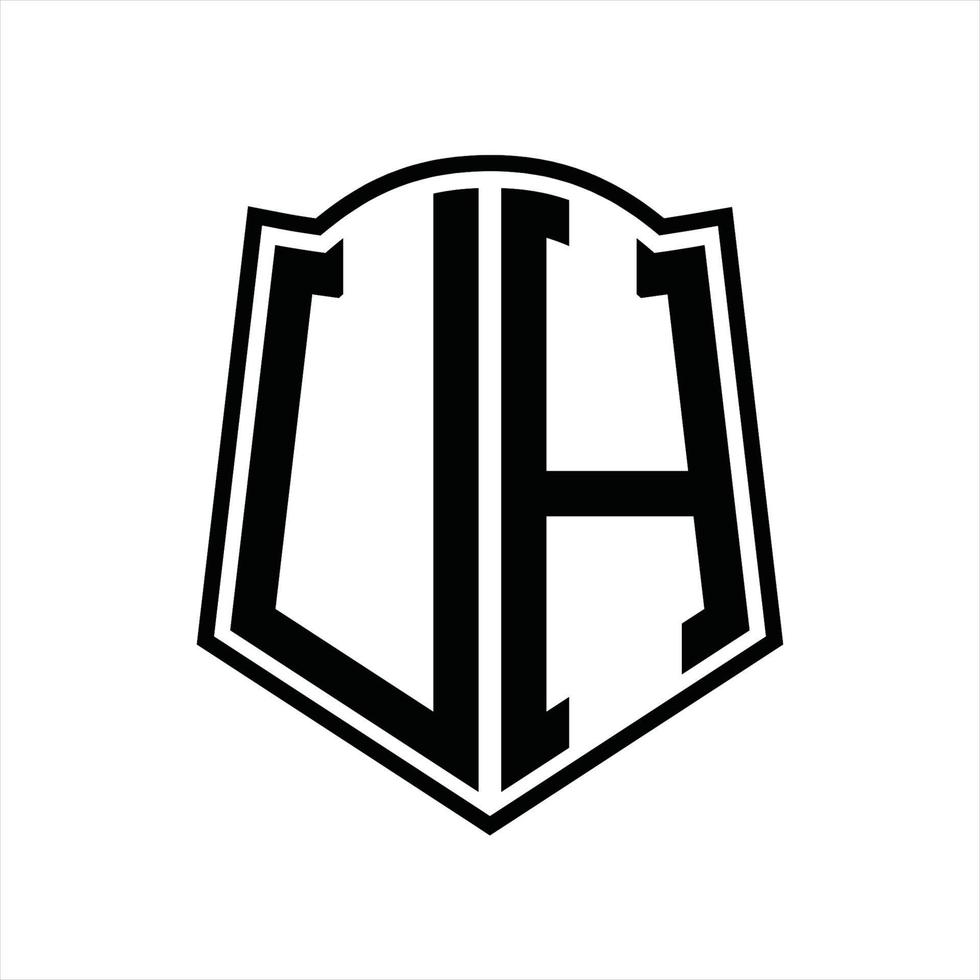 UH Logo monogram with shield shape outline design template vector