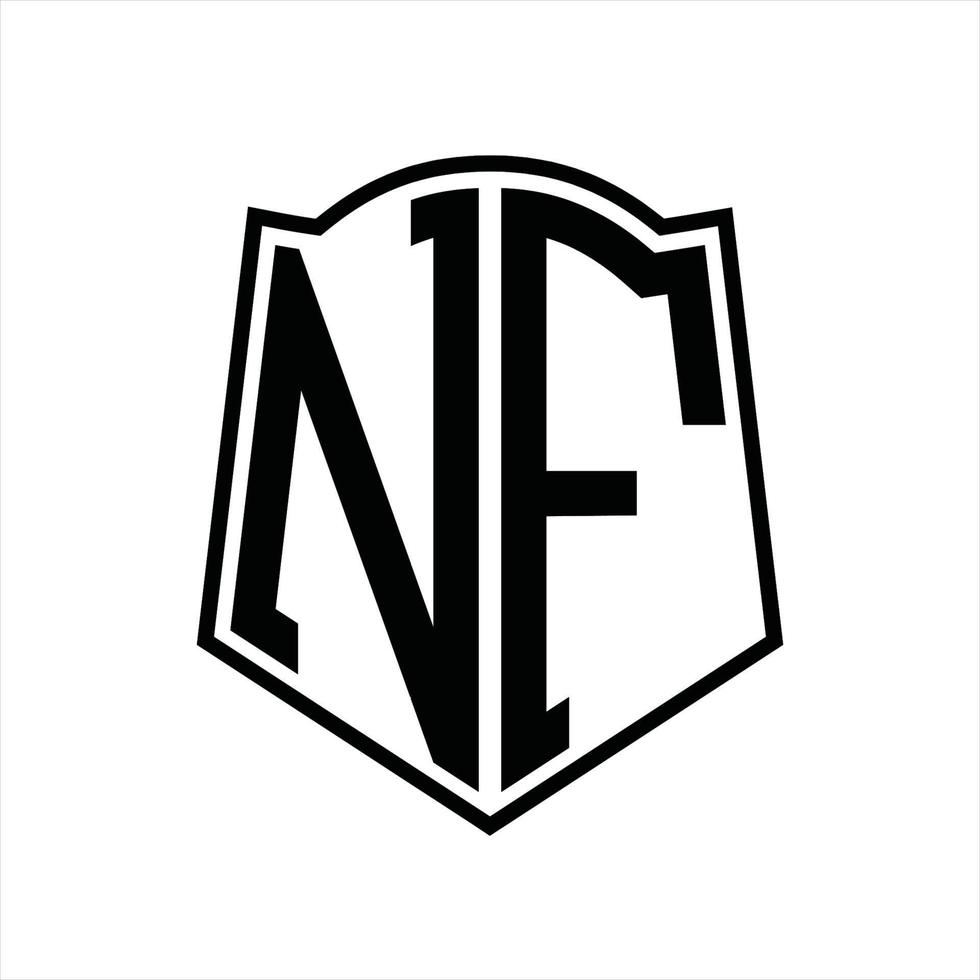 monograma de logotipo nf con plantilla de diseño de esquema de forma de escudo vector