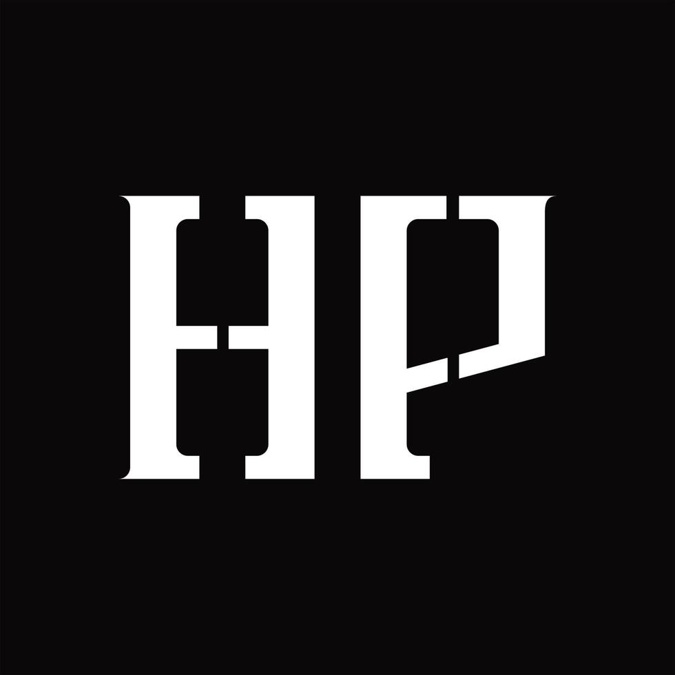 monograma del logotipo de hp con plantilla de diseño de corte medio vector