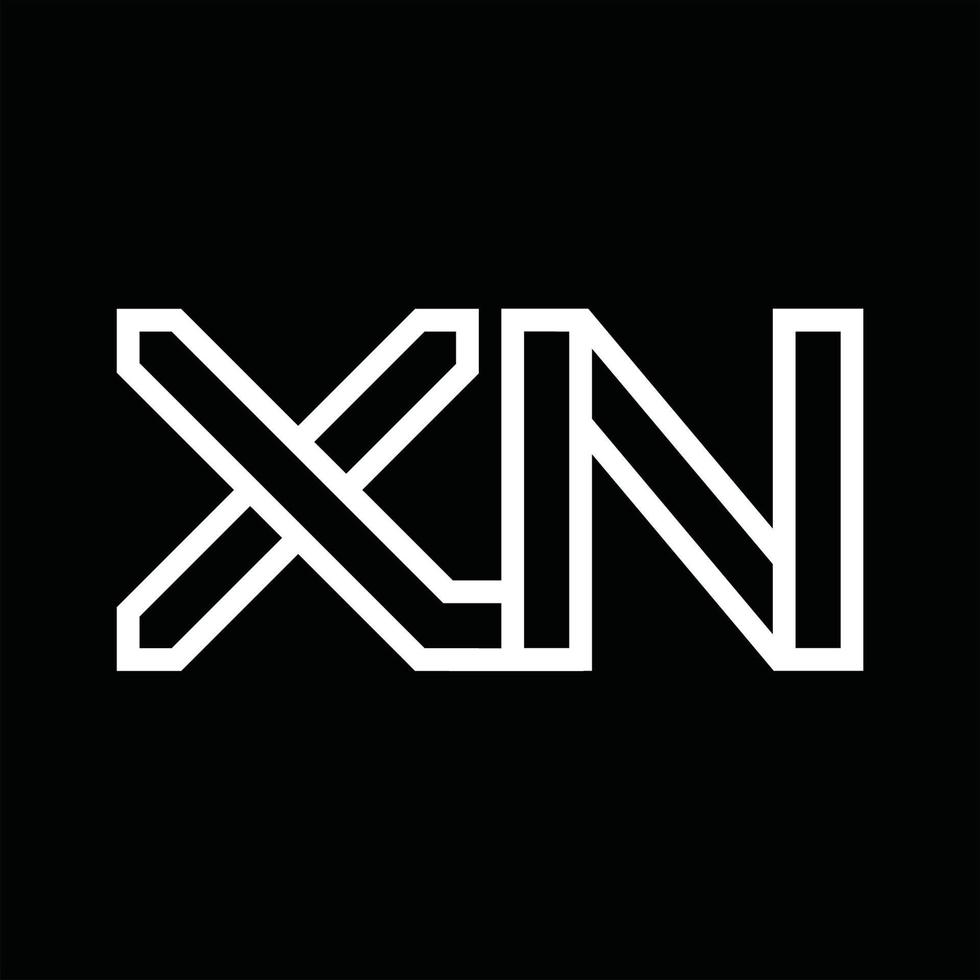 monograma del logotipo xn con espacio negativo de estilo de línea vector