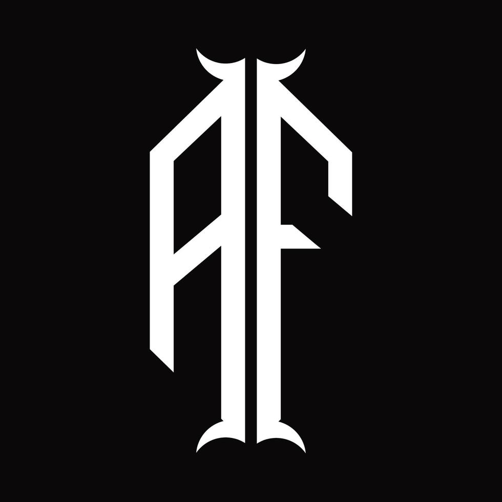 AF Logo monogram with horn shape design template vector