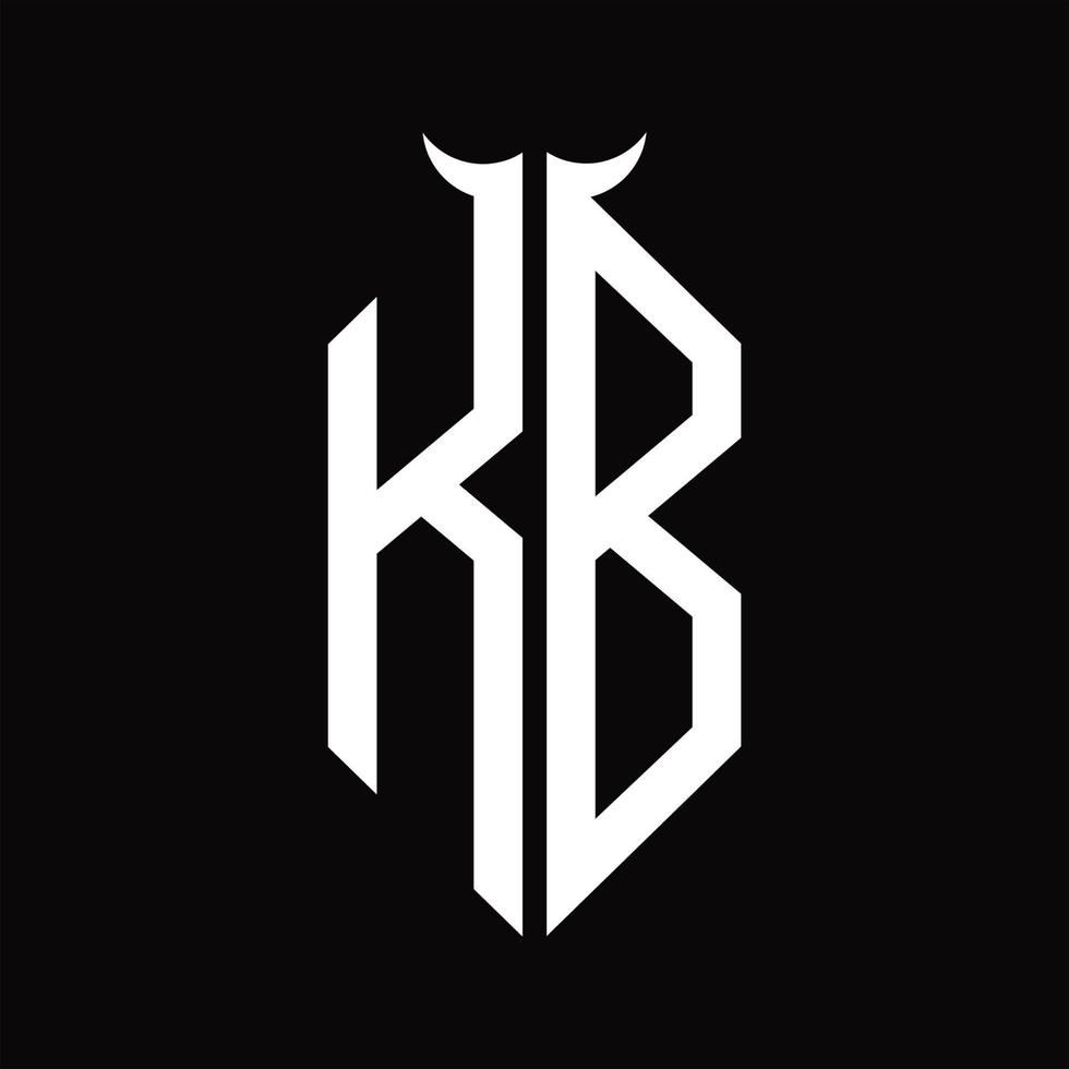 KB Logo monogram with horn shape isolated black and white design template vector