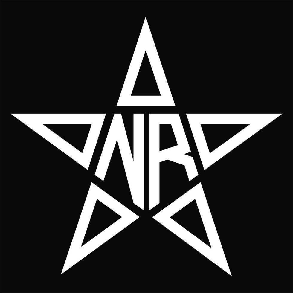 NR Logo monogram with star shape design template vector