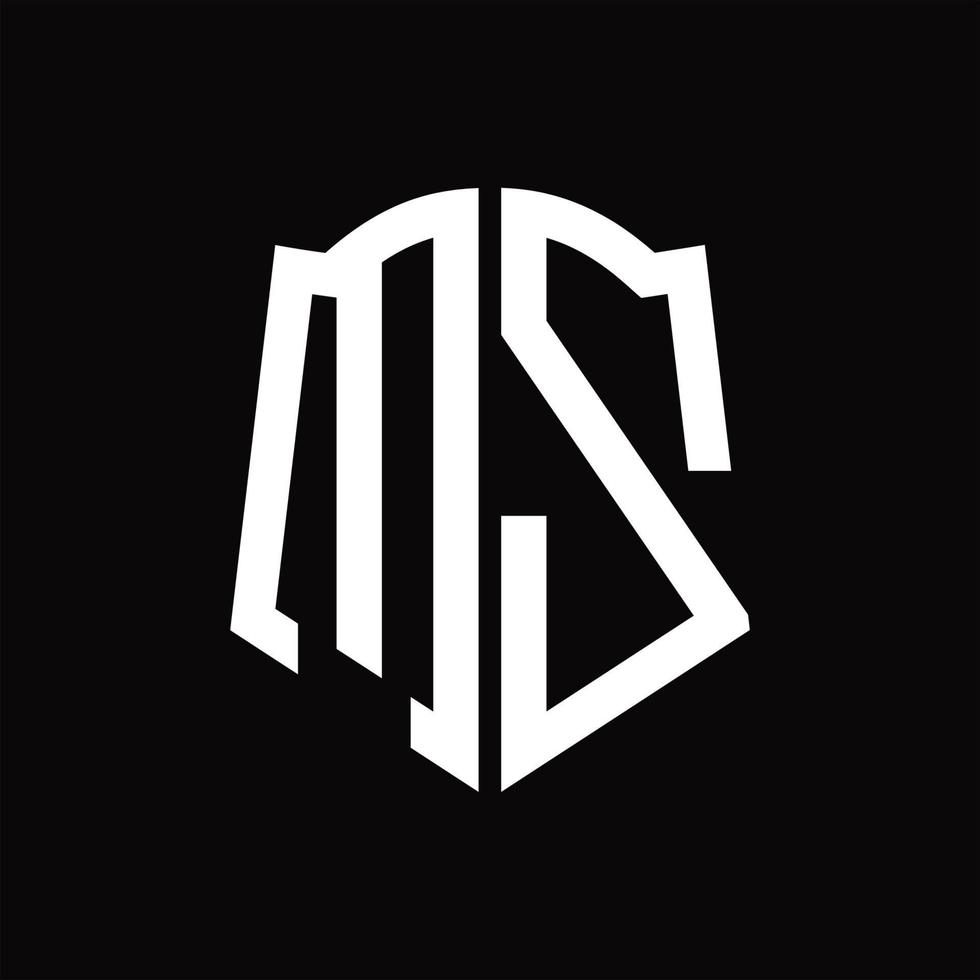 monograma del logotipo mz con plantilla de diseño de cinta en forma de escudo vector