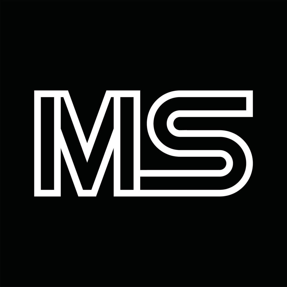MS Logo monogram with line style negative space vector