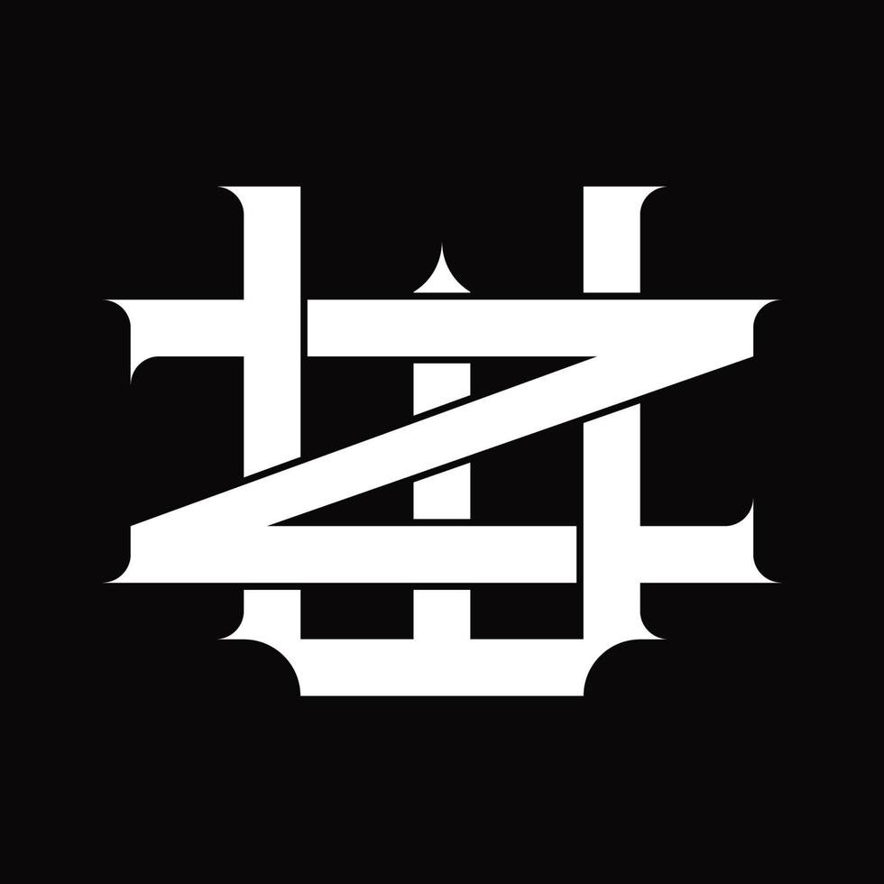 monograma del logotipo zw con plantilla de diseño de estilo enlazado superpuesto vintage vector