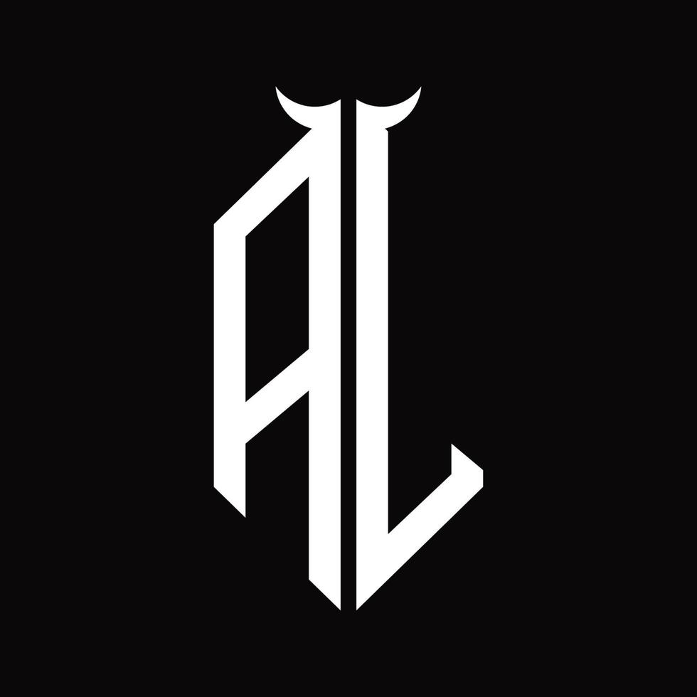 AL Logo monogram with horn shape isolated black and white design template vector
