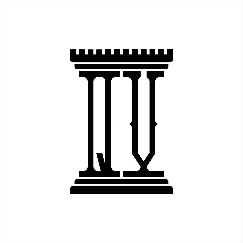 monograma de logotipo qv con plantilla de diseño de forma de pilar vector