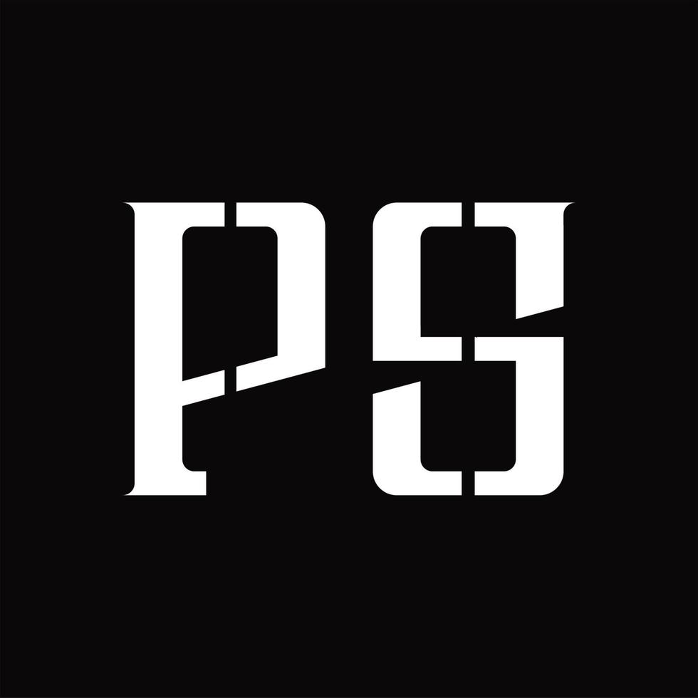 PS Logo monogram with middle slice design template vector