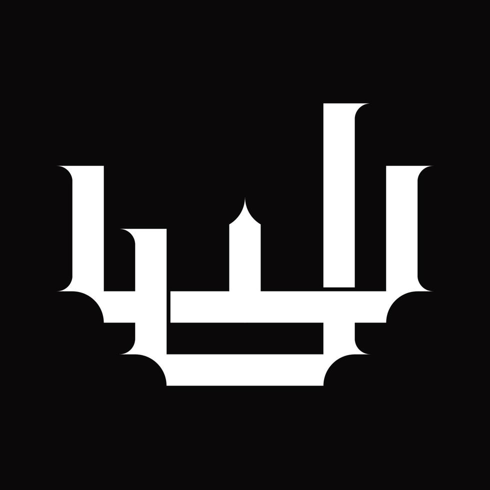monograma del logotipo wj con plantilla de diseño de estilo enlazado superpuesto vintage vector