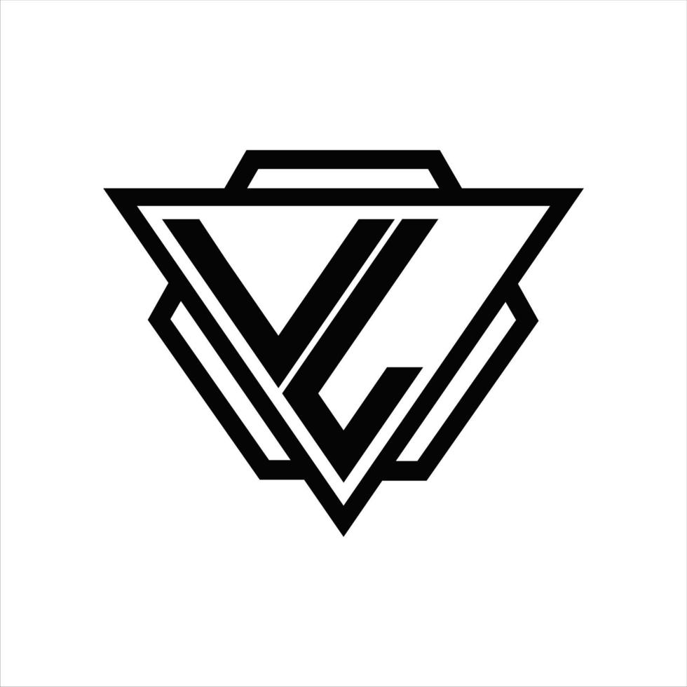 VL Logo monogram with triangle and hexagon template vector