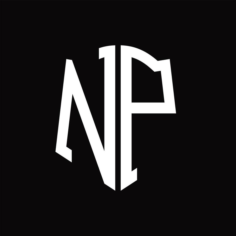 NP Logo monogram with shield shape ribbon design template vector