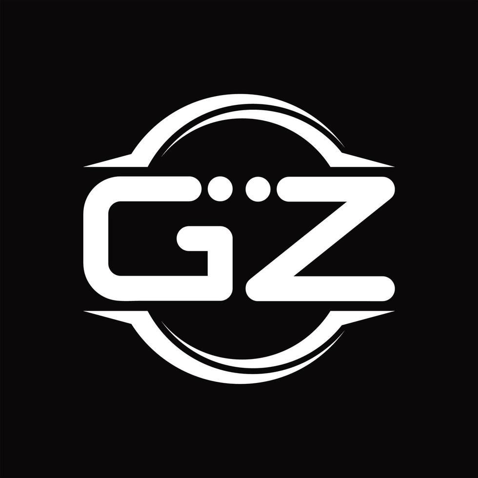 GZ Logo monogram with circle rounded slice shape design template vector