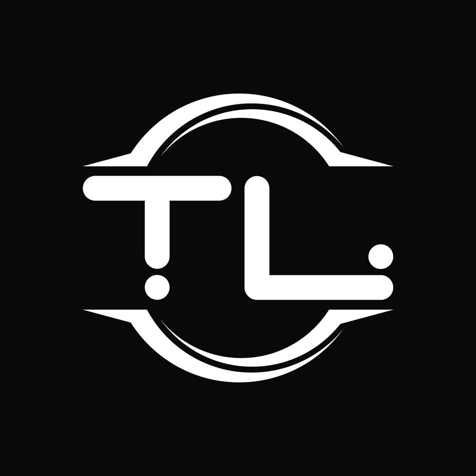 TL Logo monogram with circle rounded slice shape design template vector